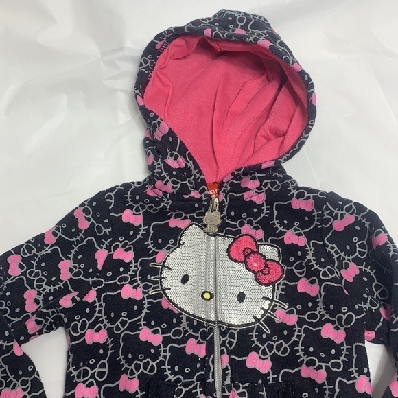 Toddler Hello Kitty Black & Pink Zip Up Hoodie Size 24 month - Picture 1 of 5